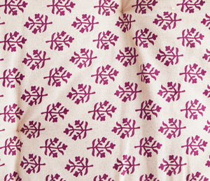 Madras med blomsterprint - Off white, fuchsia