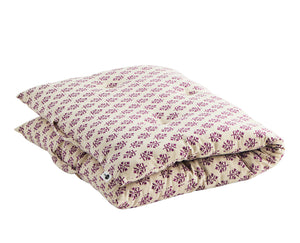 Madras med blomsterprint - Off white, fuchsia