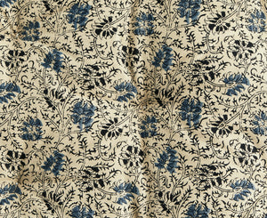 Madras med blomsterprint - Beige, blå, sort